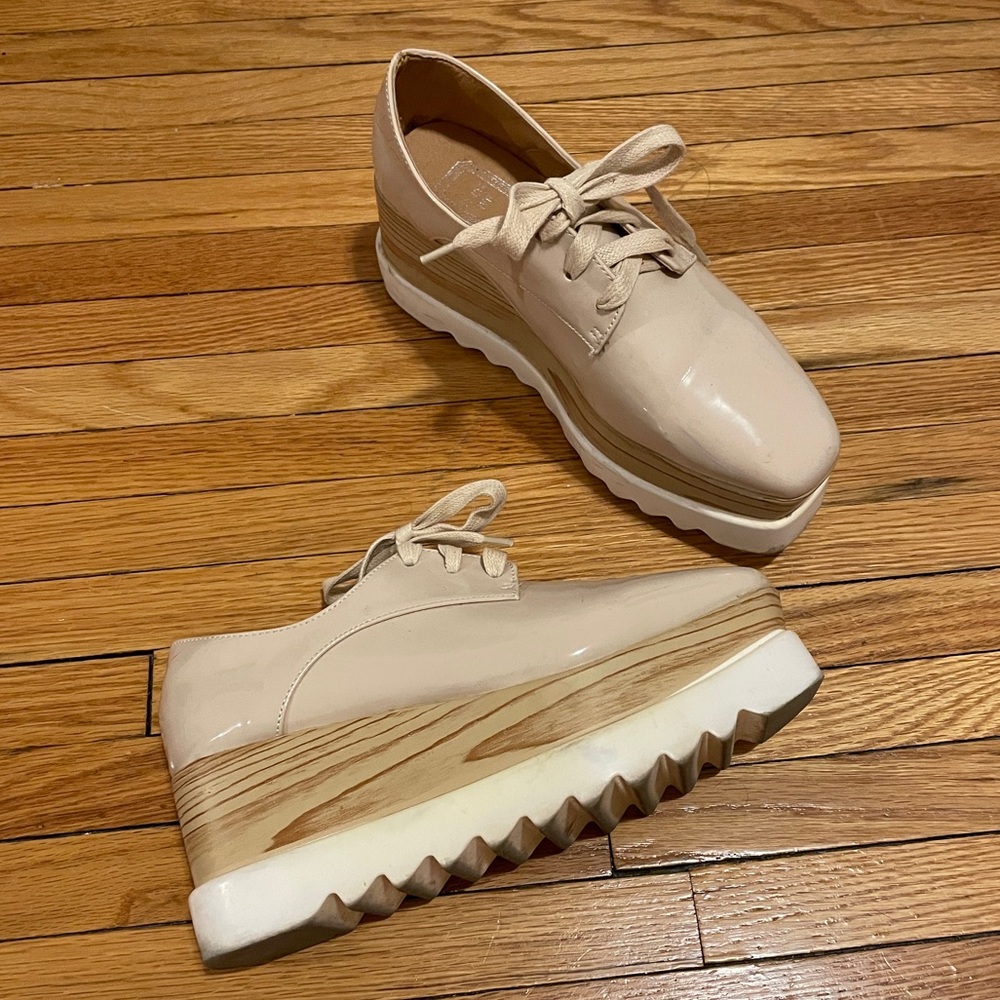 Beige platform oxfords